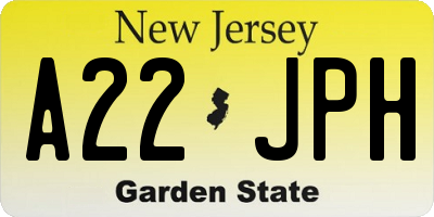 NJ license plate A22JPH