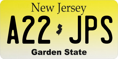 NJ license plate A22JPS