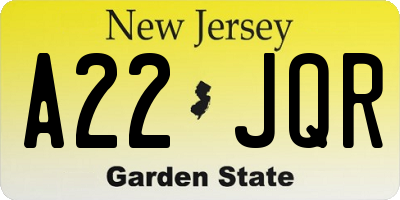 NJ license plate A22JQR
