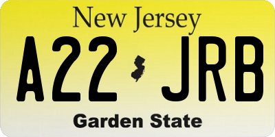 NJ license plate A22JRB