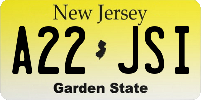 NJ license plate A22JSI