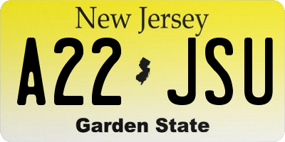 NJ license plate A22JSU