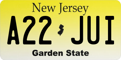 NJ license plate A22JUI