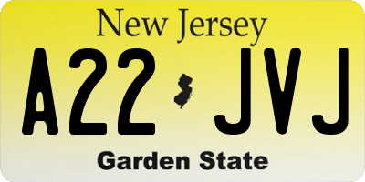 NJ license plate A22JVJ