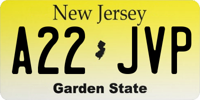 NJ license plate A22JVP