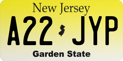 NJ license plate A22JYP