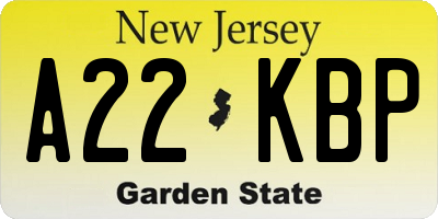 NJ license plate A22KBP