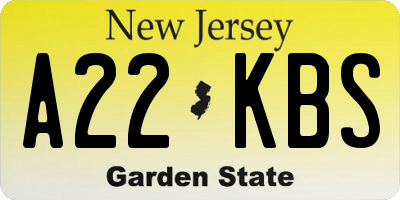NJ license plate A22KBS