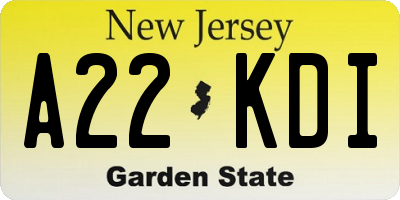 NJ license plate A22KDI
