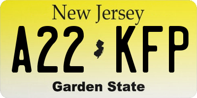 NJ license plate A22KFP