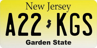NJ license plate A22KGS
