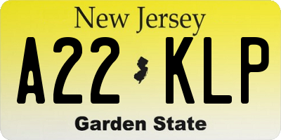 NJ license plate A22KLP