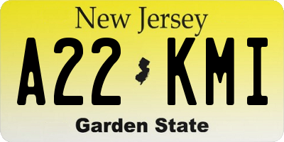 NJ license plate A22KMI