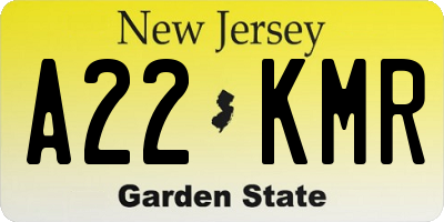 NJ license plate A22KMR
