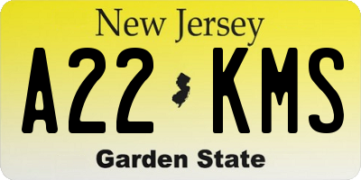 NJ license plate A22KMS