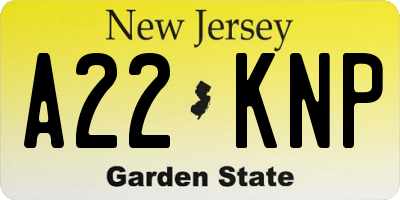 NJ license plate A22KNP