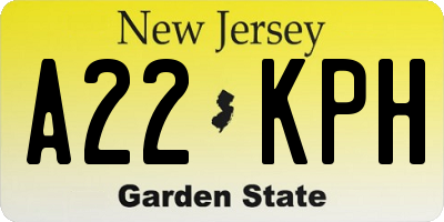 NJ license plate A22KPH