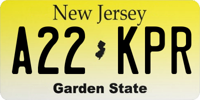 NJ license plate A22KPR