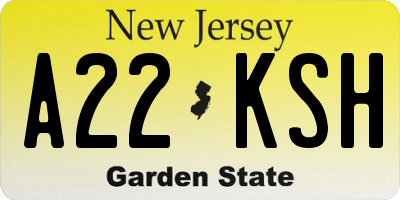 NJ license plate A22KSH