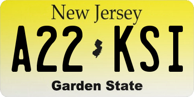 NJ license plate A22KSI