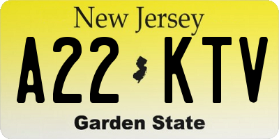 NJ license plate A22KTV