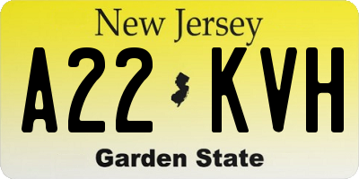 NJ license plate A22KVH