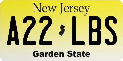 NJ license plate A22LBS
