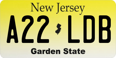 NJ license plate A22LDB