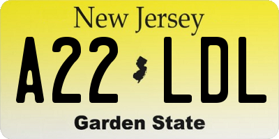 NJ license plate A22LDL