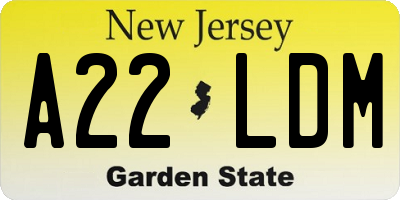 NJ license plate A22LDM
