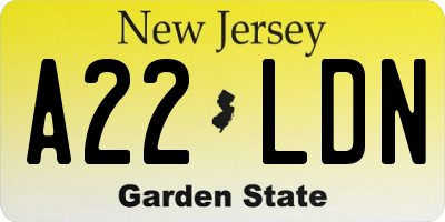 NJ license plate A22LDN