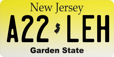 NJ license plate A22LEH