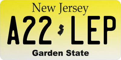 NJ license plate A22LEP
