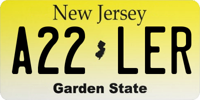 NJ license plate A22LER