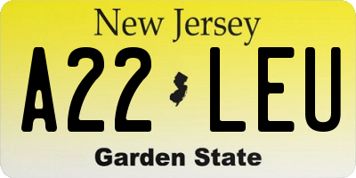 NJ license plate A22LEU