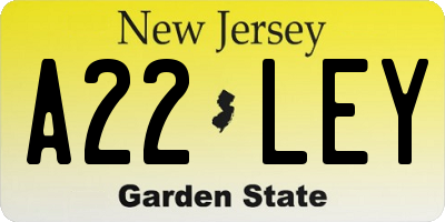 NJ license plate A22LEY