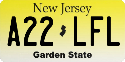 NJ license plate A22LFL
