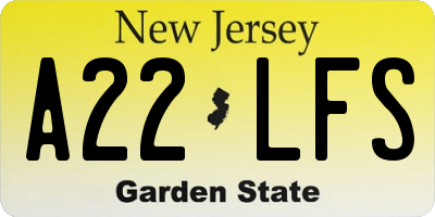 NJ license plate A22LFS