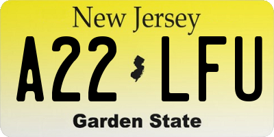 NJ license plate A22LFU