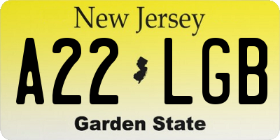 NJ license plate A22LGB