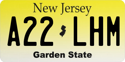 NJ license plate A22LHM