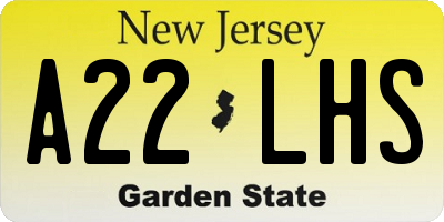 NJ license plate A22LHS