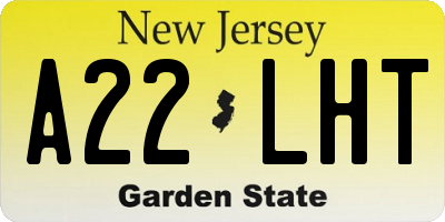 NJ license plate A22LHT