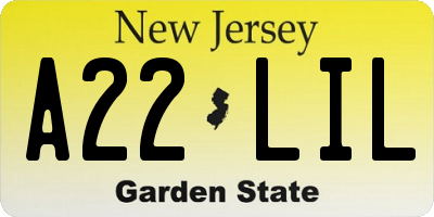 NJ license plate A22LIL