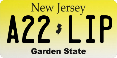 NJ license plate A22LIP