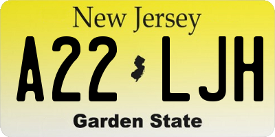 NJ license plate A22LJH