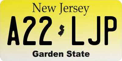 NJ license plate A22LJP