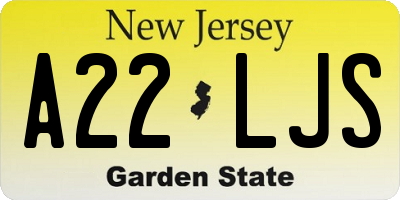 NJ license plate A22LJS