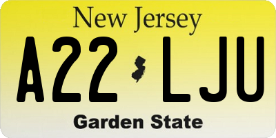 NJ license plate A22LJU