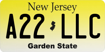NJ license plate A22LLC